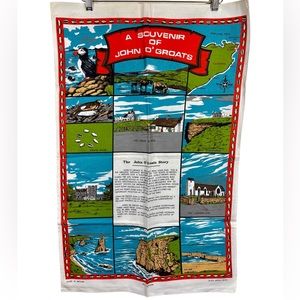 VTG John O’Groats Village in Scotland Cotton Kitchen Tea Towel Made in Britain